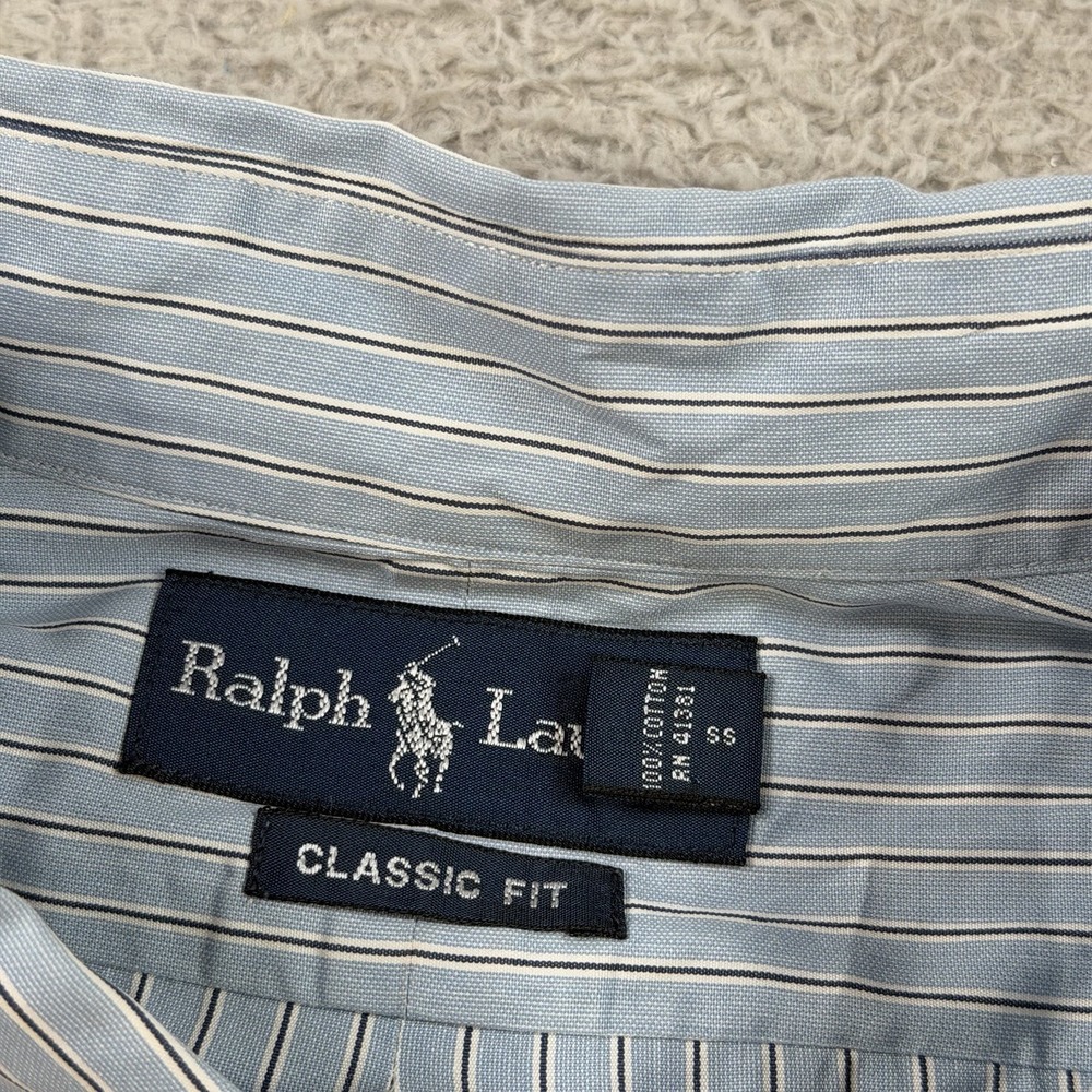 Polo Ralph Lauren Shirt Men 2XL Blue Striped Classic Fit Button Down Pony Cotton - Picture 4 of 8